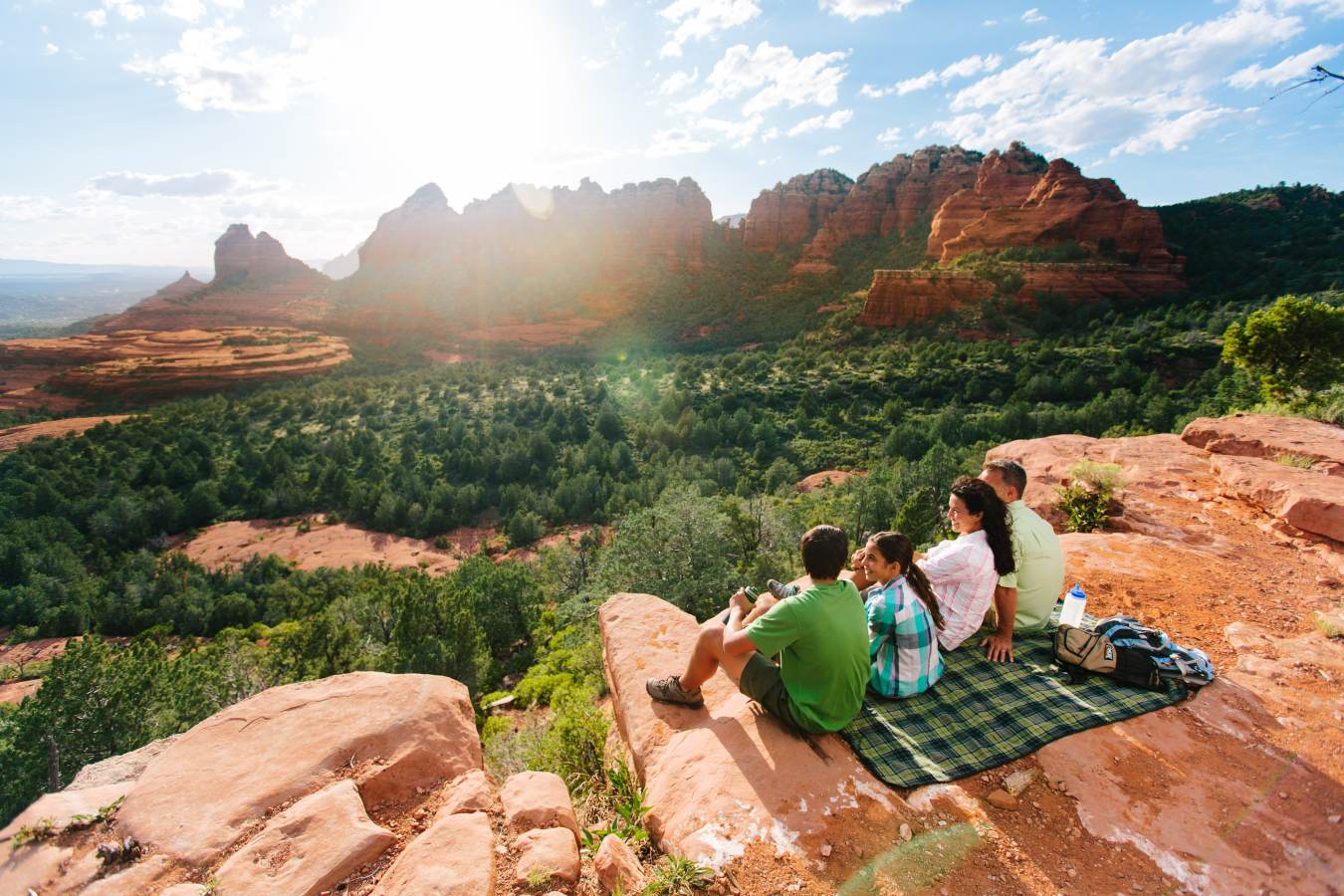 Family on picnic blanket