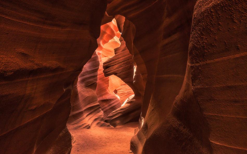 Antelope Canyon's narrow, sand-swept walls